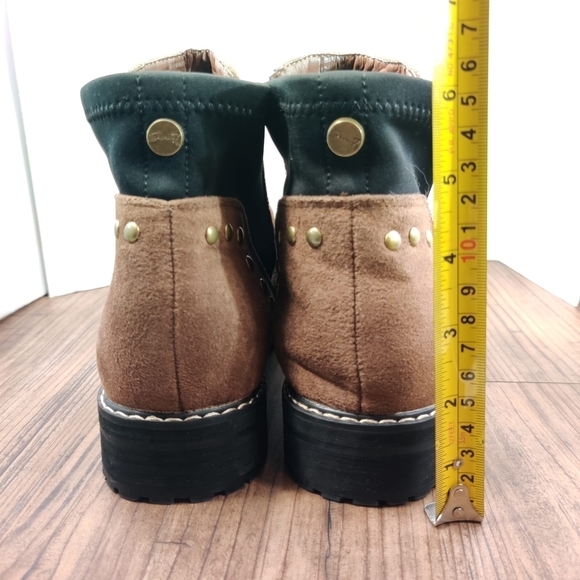 SEVEN7 Romanoff Waterproof Ankle Boot Faux Suede Brown Studs Neoprene Lug Sole - Picture 11 of 16